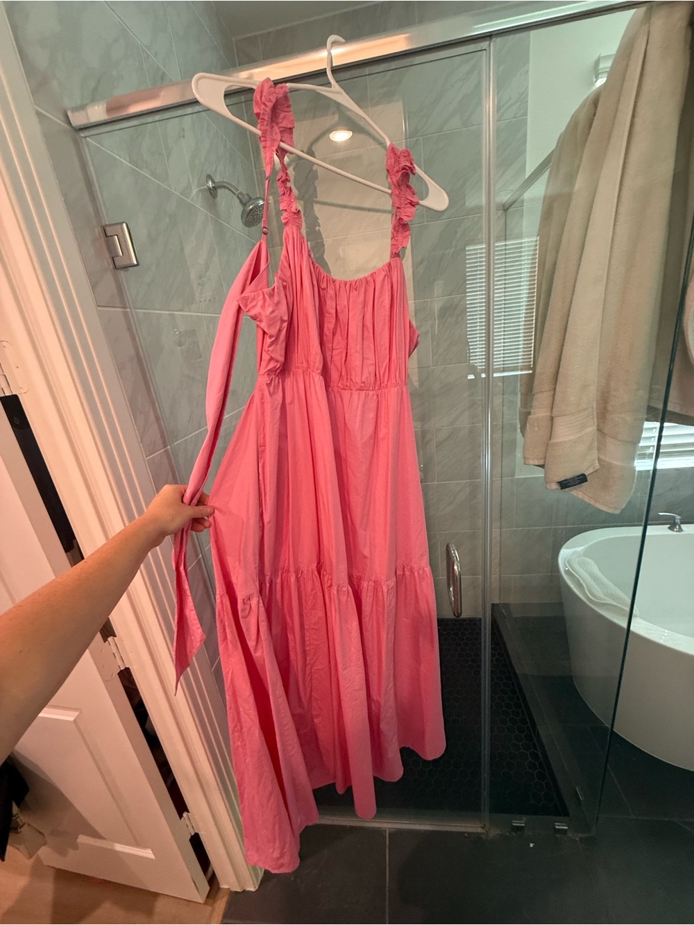 Abercrombie & Fitch Pink Tiered Maxi Sundress